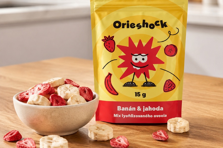 Lyofilizovaný mix banánu a jahody Orieshock v obale