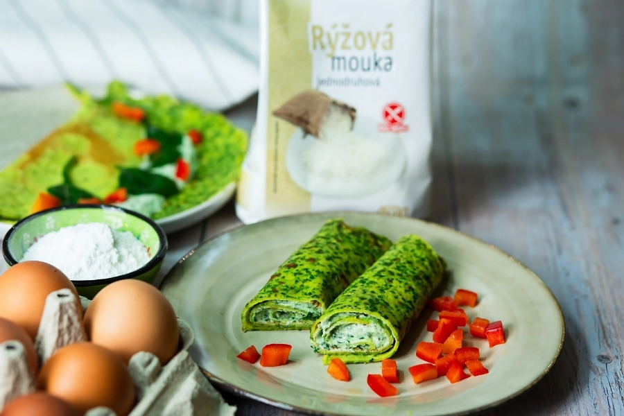 Bezlepkové palacinky z ryžovej múky Extrudo pripravené na slano
