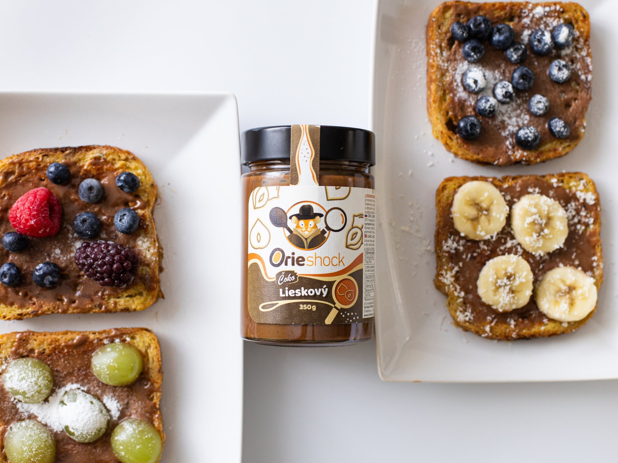 Tvarohové guľky s ovocnou omáčkou a čoko lieskovým krémom